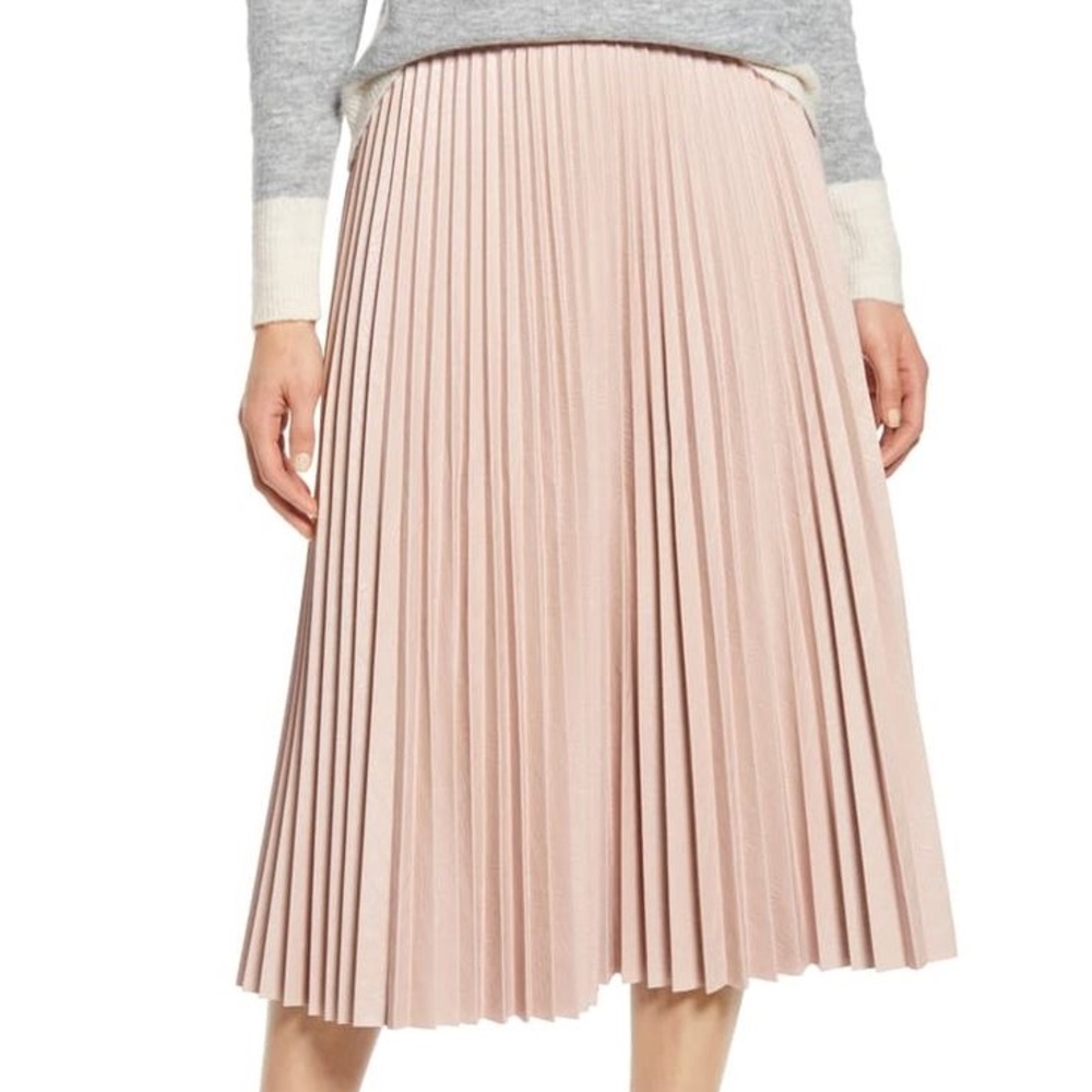 Atlantic Pacific Halogen Pink Leather Pleated Skirt